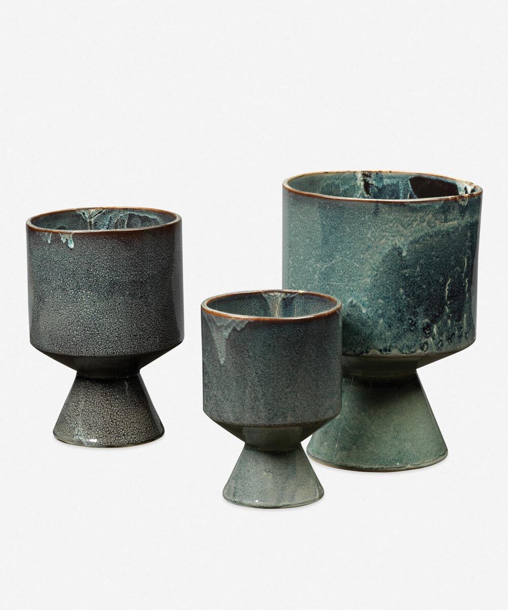 Geometric Ceramic Decorative Pots (Set of 3)