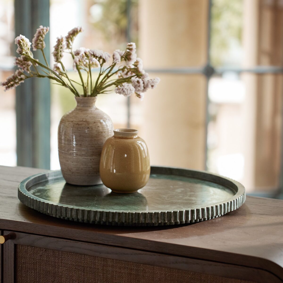 Fluted Green Marble Tray